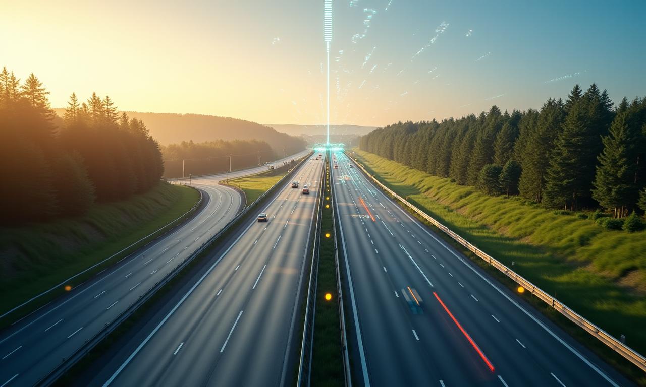 Moderní česká dálnice s digitálním překrytím dat o provozu
