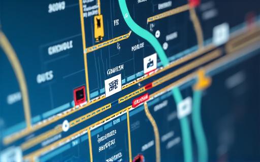 Mapa s aktuálními dopravními informacemi a piktogramy